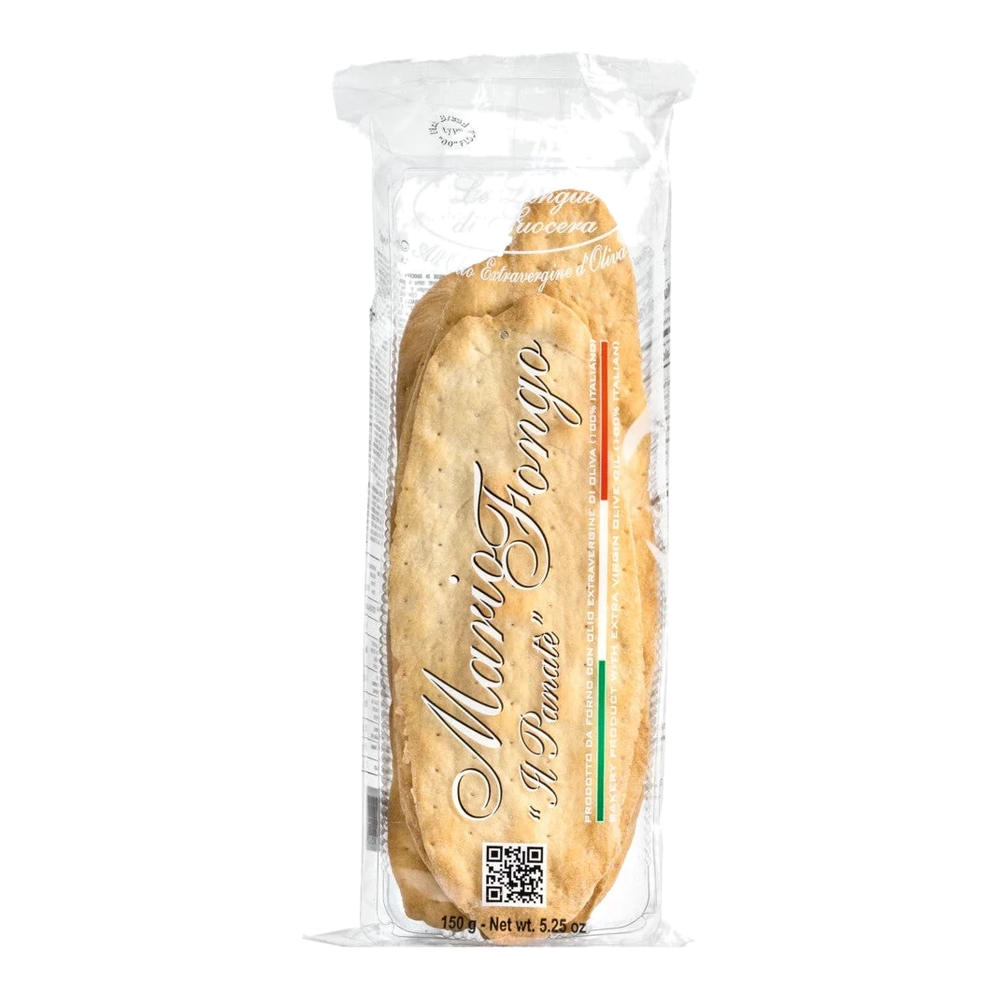 Lingue di suocera small 150g – wafer-thin, crispy Italian salted crackers in a cardboard tray