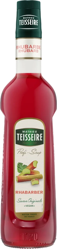 Mathieu Teisseire Rhubarb Syrup – red bottle with label, rhubarb syrup for drinks and desserts