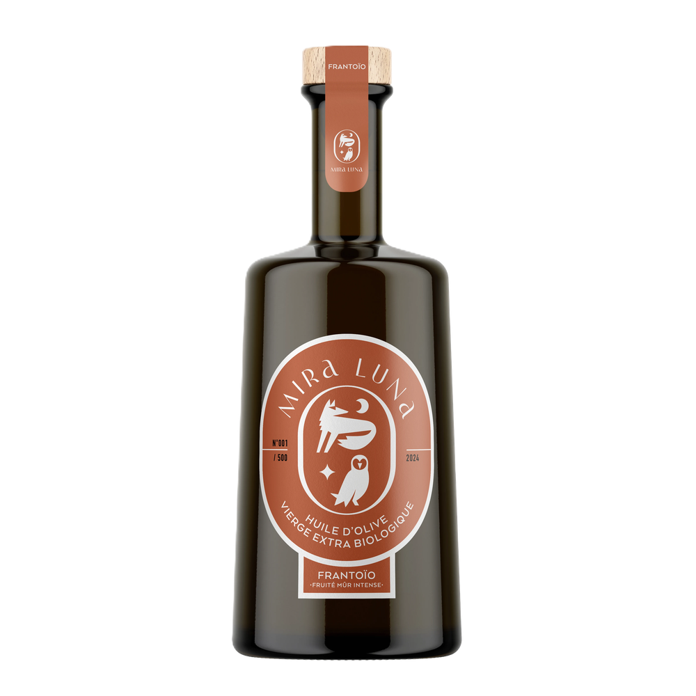 Domaine Mira Luna Organic Olive Oil Frantoio – Flasche natives Olivenöl extra in Glasflasche