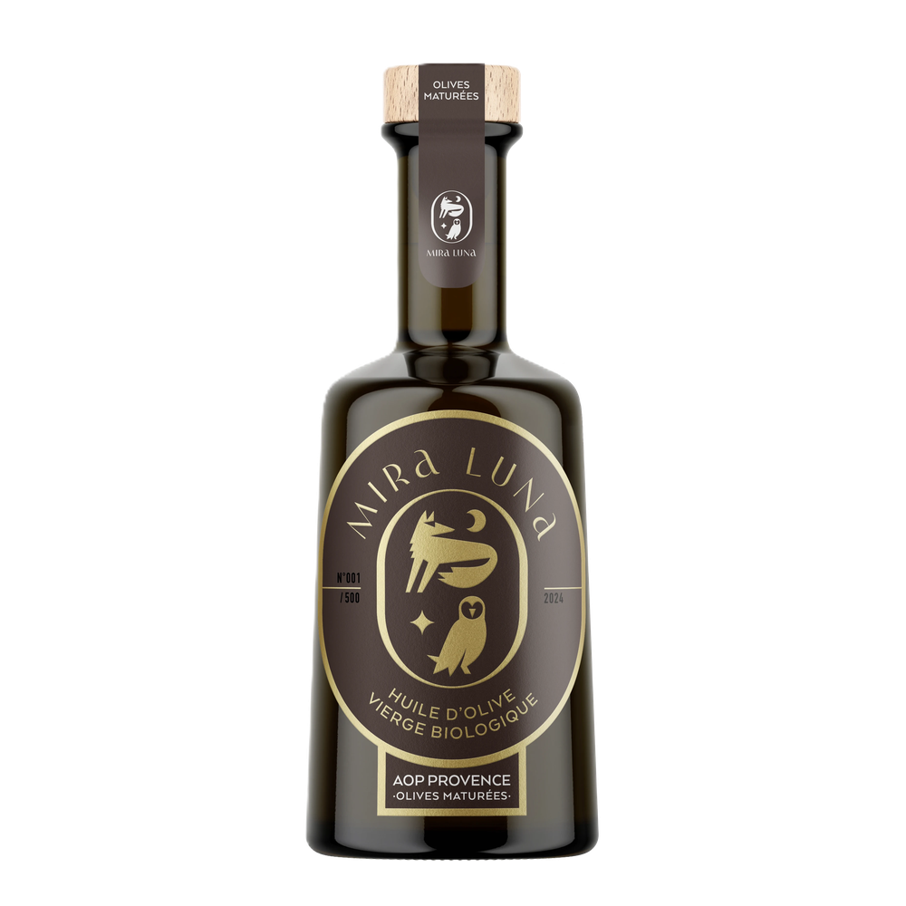Domaine Mira Luna Organic Provence PDO Olivenöl 250ml, kleine Flasche mit Etikett