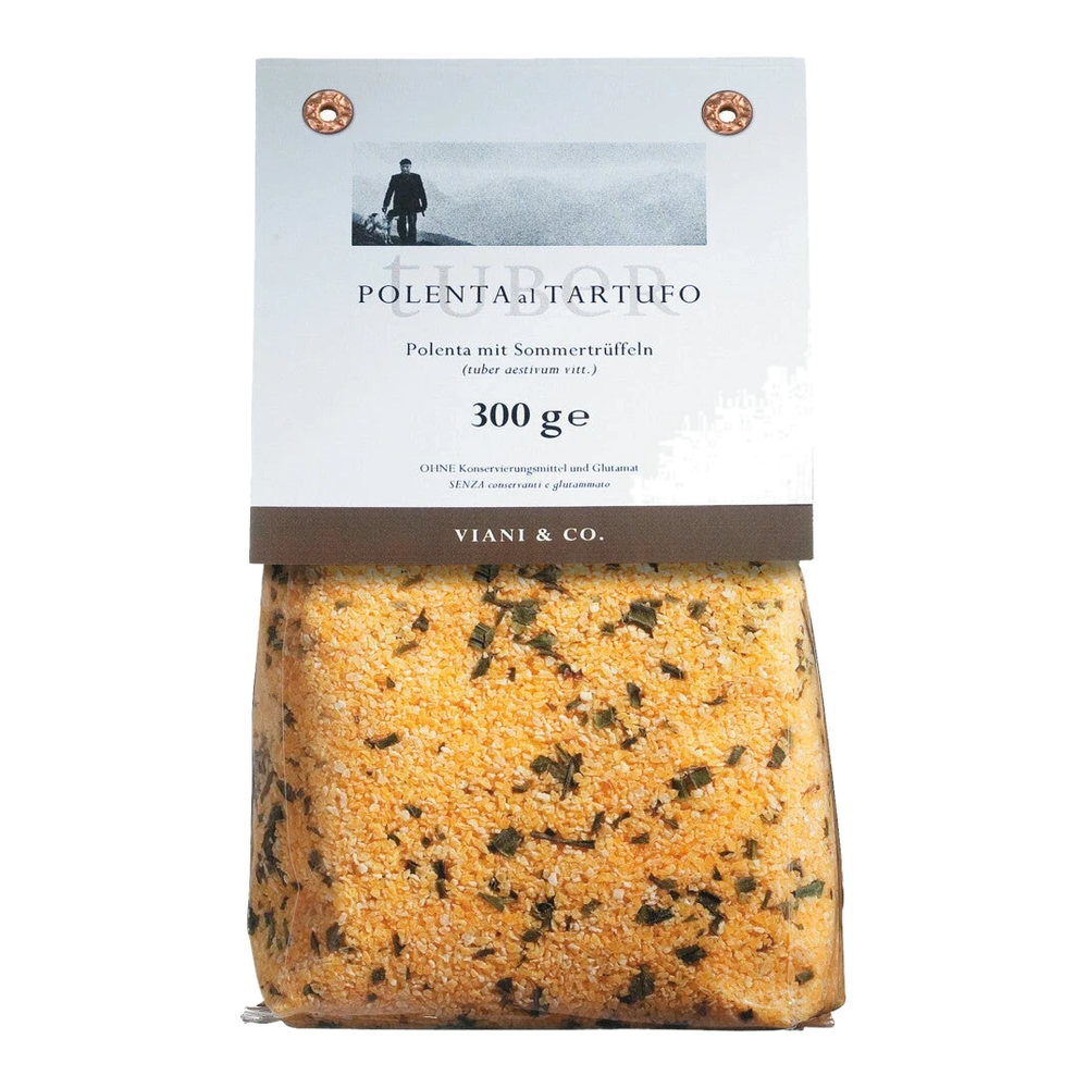 Viani & Co. Polenta al tartufo – polenta mix with summer truffles, porcini mushrooms, and herbs.