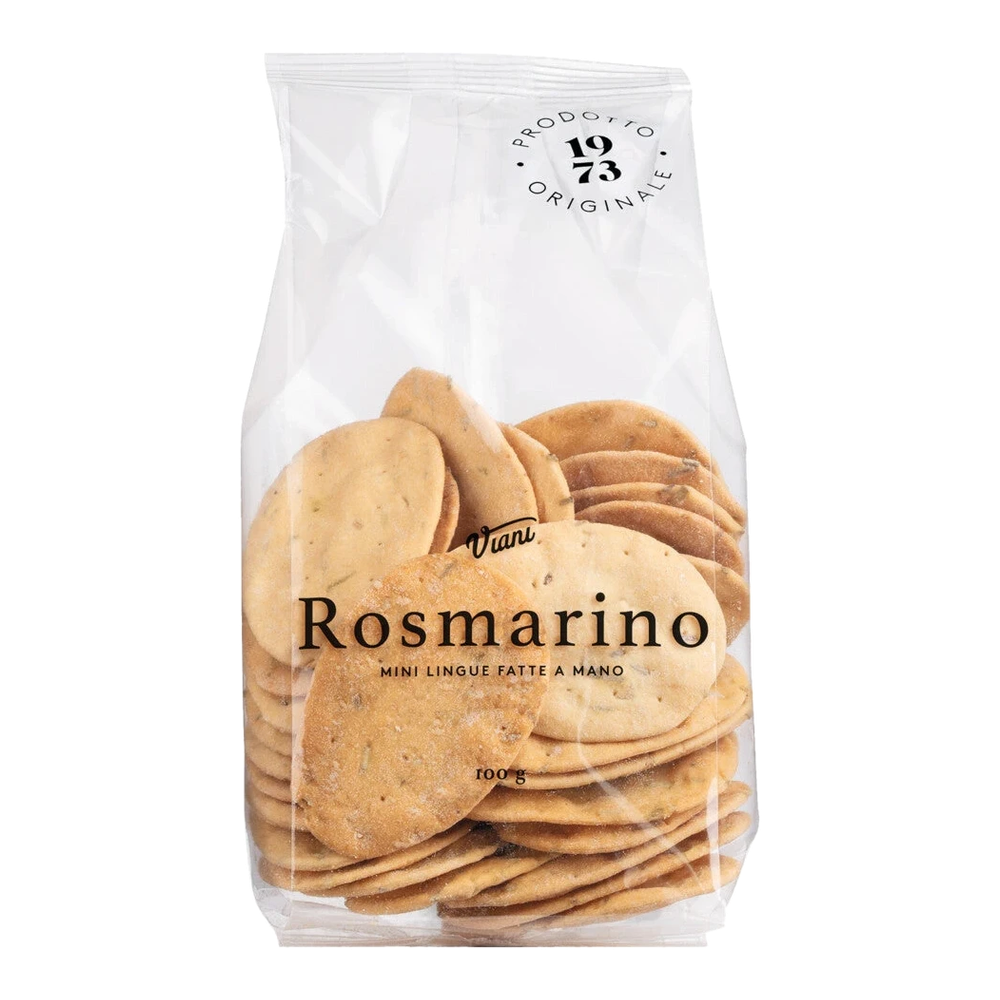 Mini Lingue con Rosmarino by Mario Fongo, 100g – wafer-thin, crispy pastry tongues with rosemary from Piedmont