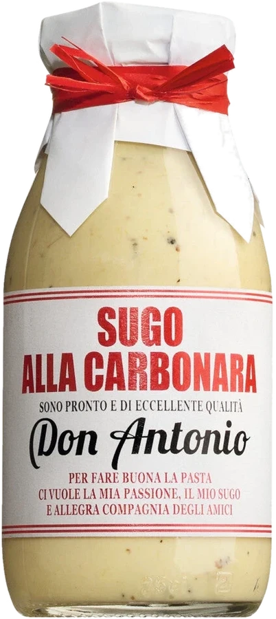 Casina Rossa Salsa Carbonara – creamy ready-made sauce with pieces of pancetta in a jar