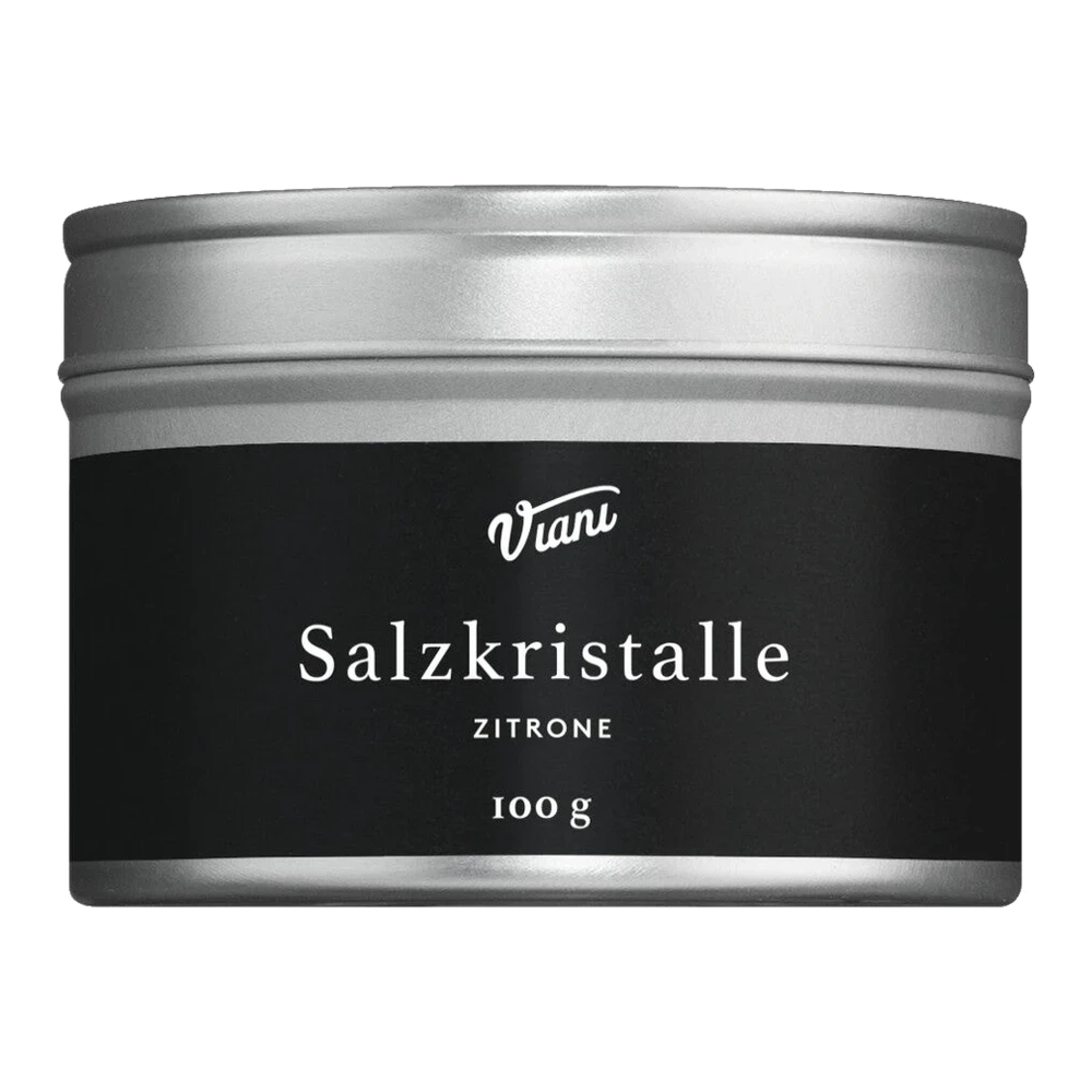 Lemon salt crystals by Antonio Viani – Cyprus sea salt pyramids with lemon aroma in packaging