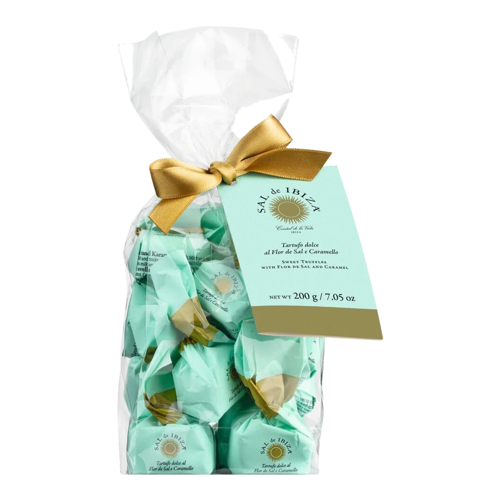 SAL de IBIZA Tartufi dolci – weiße Schokoladentrüffel mit Karamell und Flor de Sal, handgeformt.
