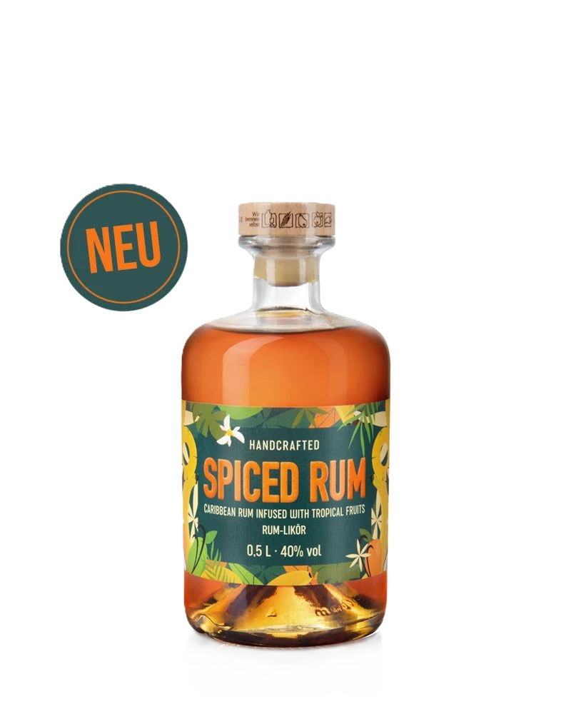 Flasche Birkenhof Brennerei Spiced Rum mit dunklem Etikett