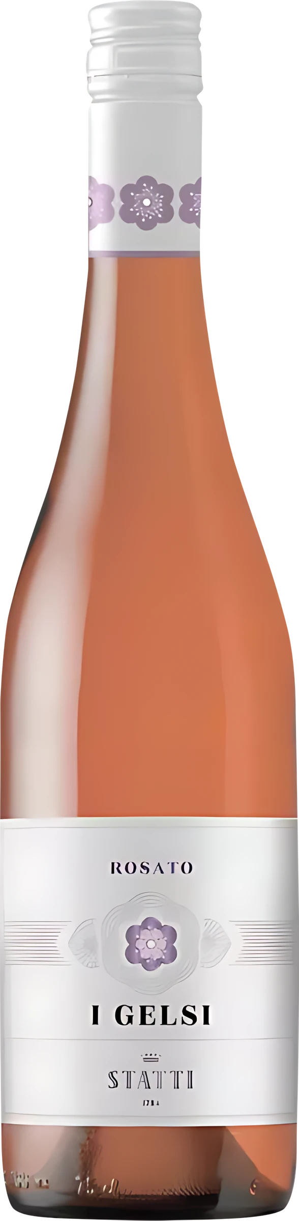 Weinflasche Statti I Gelsi Rosé Calabria, roséfarbener Wein aus der Rebsorte Galioppo, Kalabrien