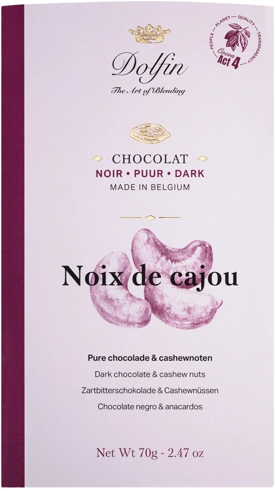 Zartbitterschokolade mit karamellisierten Cashewkernen, Tablette noir aux noix de cajou