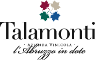 Logo des Weinguts Talamonti: vier bunte Blätter über dem Schriftzug, darunter Azienda Vinicola und l'Abruzzo in dote.