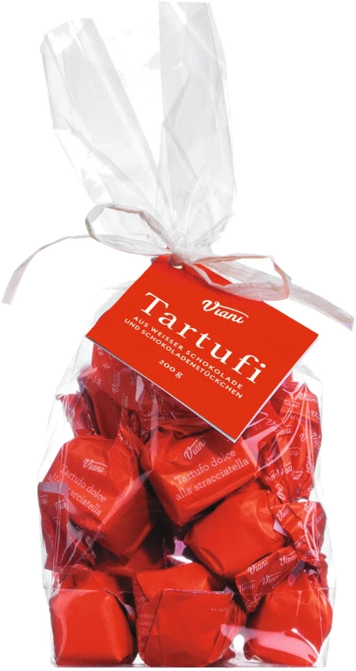 Tartufi dolci alla stracciatella im Beutel – runde Kakaopralinen mit Haselnuss-Stracciatella-Füllung, ca. 14 Stück