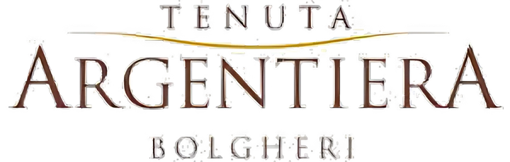 Logo von Tenuta Argentiera mit dem Schriftzug Tenuta Argentiera Bolgheri und einer goldenen Linie.