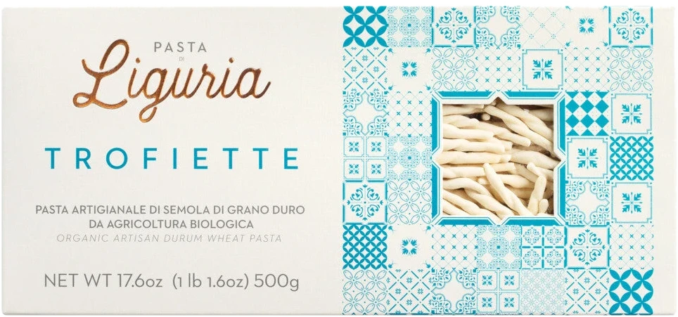 Trofiette Bio – kurze, gedrehte Pasta aus Hartweizengrieß in Packung, ligurisches Traditionsformat