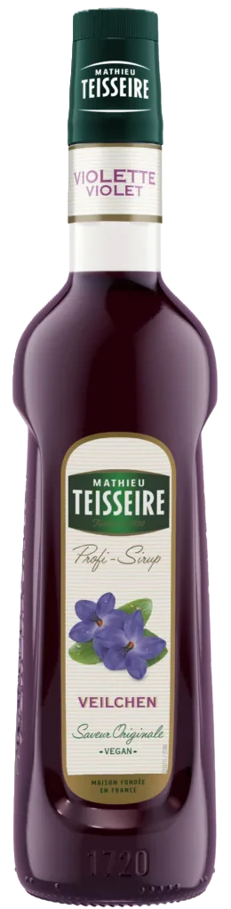 Flasche Veilchen-Sirup von Mathieu Teisseire mit violettem Etikett