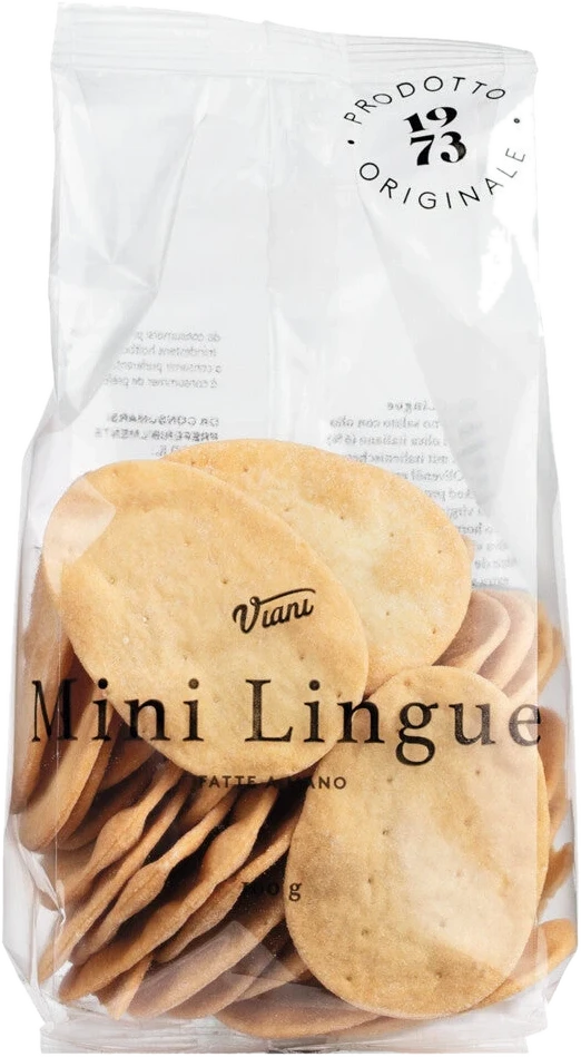 Viani Mini Lingue – kurze, dünne Salzgebäck-Zungen aus Italien, ca. 10 cm, zum Belegen geeignet