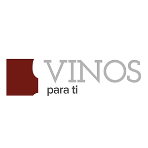 Logo Vinos Para Ti: dunkelroter Block links, daneben graues VINOS, darunter kleiner Schriftzug para ti.