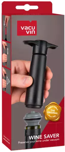 Vacu Vin Vakuumpumpe zur Weinkonservierung, graue Handpumpe mit ergonomischem Griff